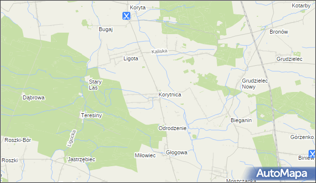 mapa Korytnica gmina Raszków, Korytnica gmina Raszków na mapie Targeo