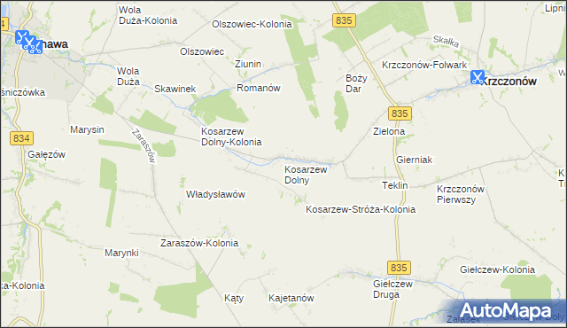 mapa Kosarzew Dolny, Kosarzew Dolny na mapie Targeo