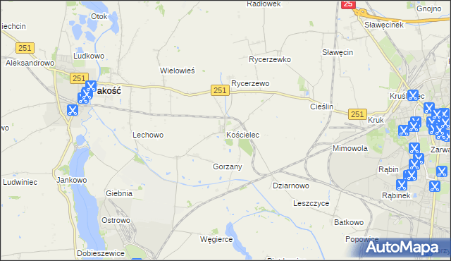mapa Kościelec gmina Pakość, Kościelec gmina Pakość na mapie Targeo