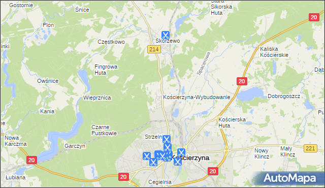 mapa Kościerzyna-Wybudowanie, Kościerzyna-Wybudowanie na mapie Targeo