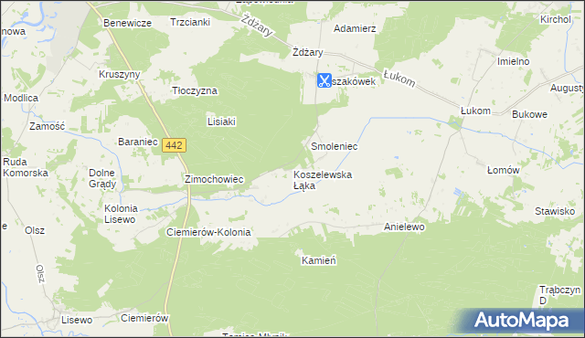 mapa Koszelewska Łąka, Koszelewska Łąka na mapie Targeo