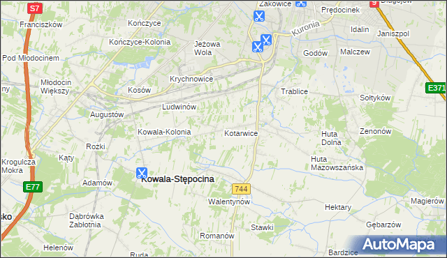 mapa Kotarwice, Kotarwice na mapie Targeo