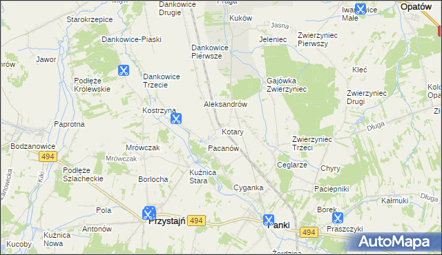 mapa Kotary, Kotary na mapie Targeo