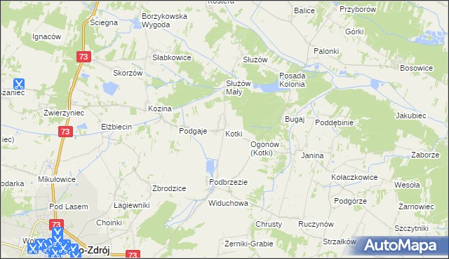 mapa Kotki gmina Busko-Zdrój, Kotki gmina Busko-Zdrój na mapie Targeo
