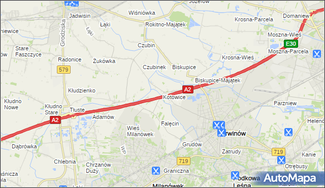 mapa Kotowice gmina Brwinów, Kotowice gmina Brwinów na mapie Targeo