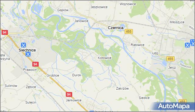 mapa Kotowice gmina Siechnice, Kotowice gmina Siechnice na mapie Targeo