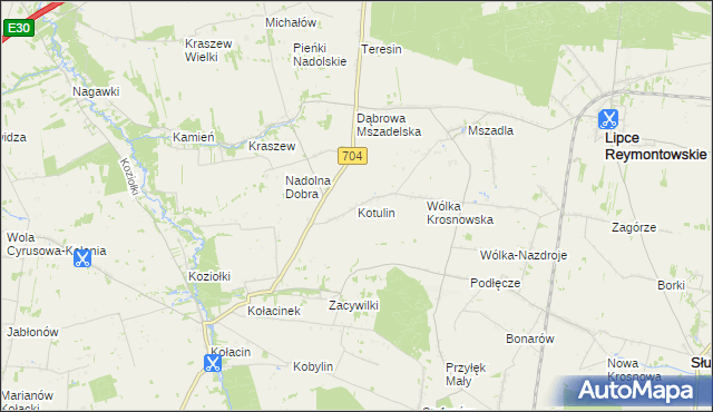 mapa Kotulin gmina Rogów, Kotulin gmina Rogów na mapie Targeo