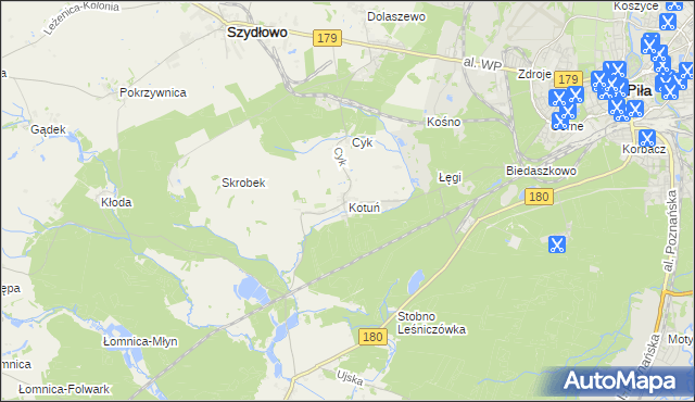 mapa Kotuń gmina Szydłowo, Kotuń gmina Szydłowo na mapie Targeo