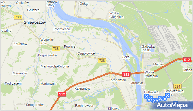 mapa Kowala gmina Puławy, Kowala gmina Puławy na mapie Targeo