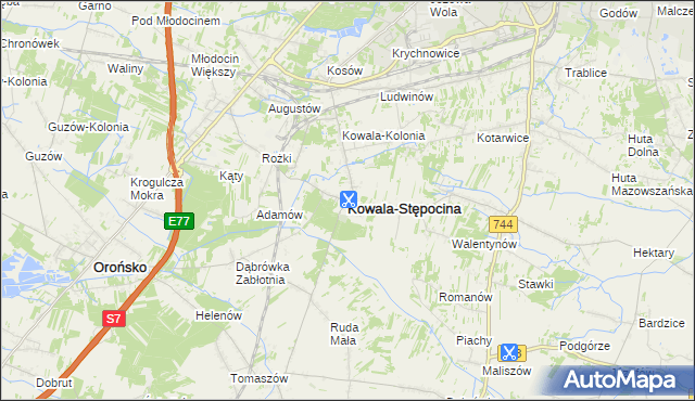 mapa Kowala-Stępocina, Kowala-Stępocina na mapie Targeo