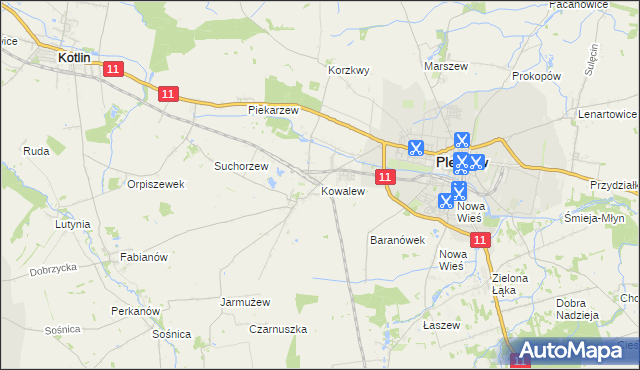 mapa Kowalew gmina Pleszew, Kowalew gmina Pleszew na mapie Targeo