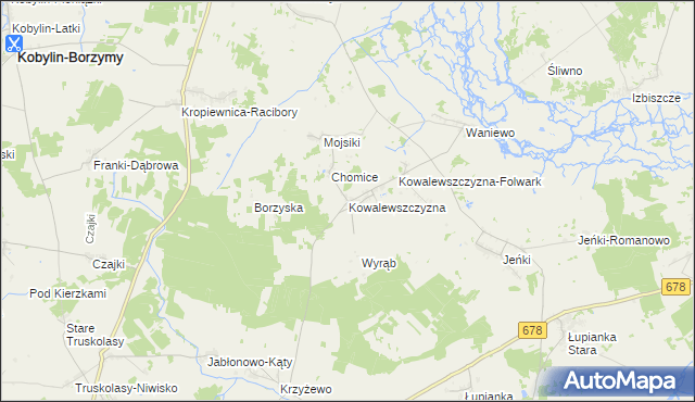 mapa Kowalewszczyzna gmina Sokoły, Kowalewszczyzna gmina Sokoły na mapie Targeo