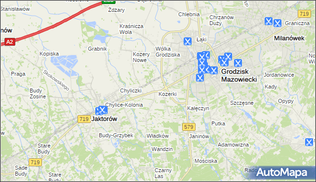 mapa Kozerki, Kozerki na mapie Targeo