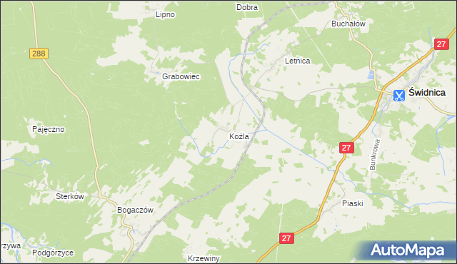 mapa Koźla, Koźla na mapie Targeo