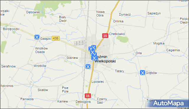 mapa Koźmin Wielkopolski, Koźmin Wielkopolski na mapie Targeo