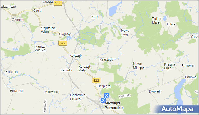 mapa Krastudy, Krastudy na mapie Targeo