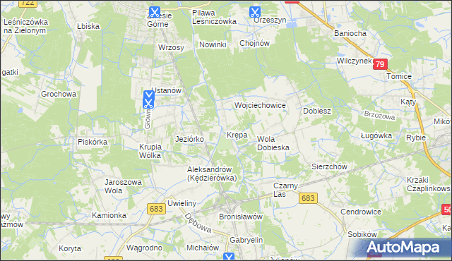 mapa Krępa gmina Prażmów, Krępa gmina Prażmów na mapie Targeo