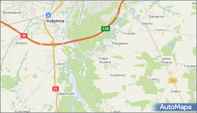 mapa Krępa Słupska, Krępa Słupska na mapie Targeo