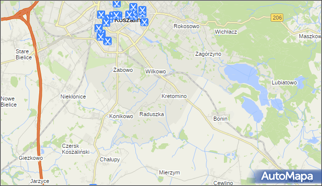 mapa Kretomino, Kretomino na mapie Targeo