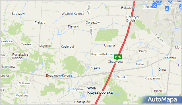 mapa Krężna-Kolonia, Krężna-Kolonia na mapie Targeo