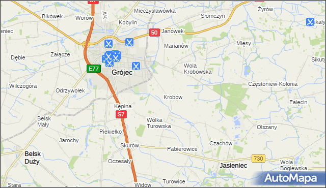 mapa Krobów, Krobów na mapie Targeo