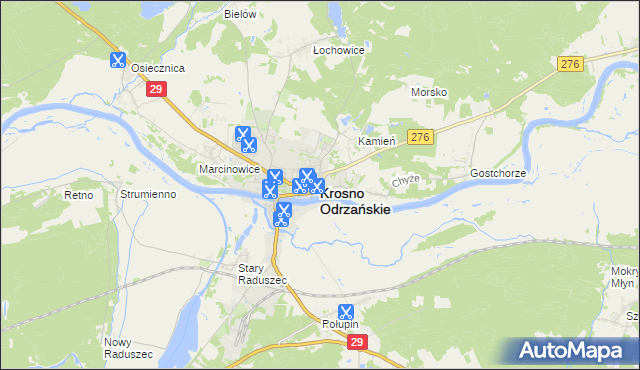 mapa Krosno Odrzańskie, Krosno Odrzańskie na mapie Targeo