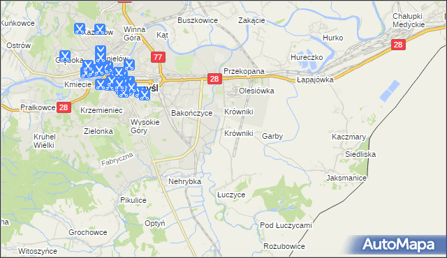 mapa Krówniki gmina Przemyśl, Krówniki gmina Przemyśl na mapie Targeo