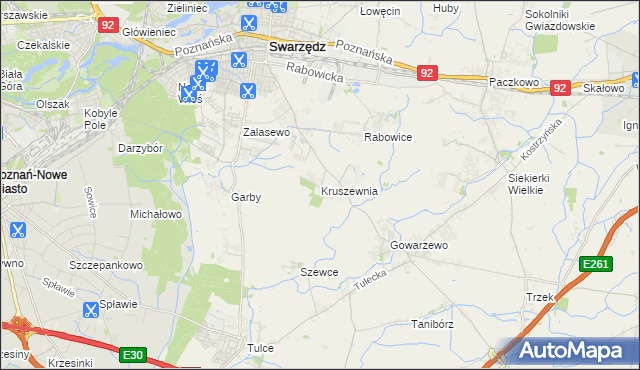 mapa Kruszewnia gmina Swarzędz, Kruszewnia gmina Swarzędz na mapie Targeo