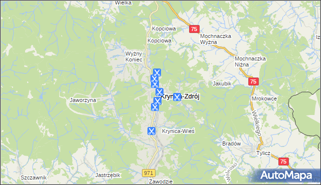 mapa Krynica-Zdrój, Krynica-Zdrój na mapie Targeo