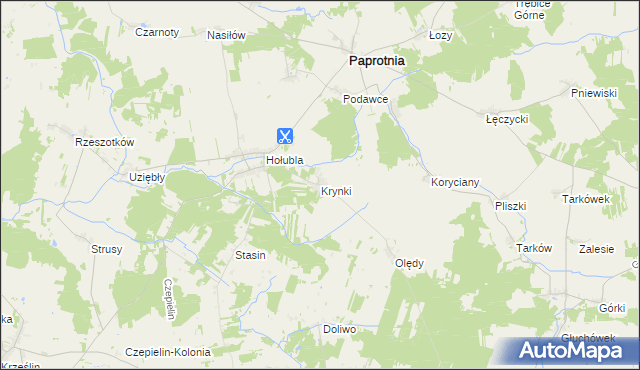 mapa Krynki gmina Paprotnia, Krynki gmina Paprotnia na mapie Targeo