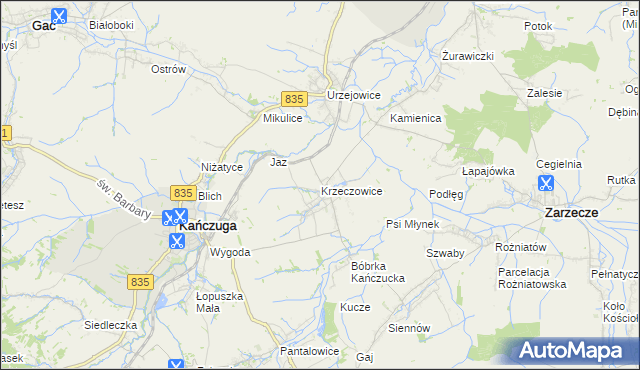 mapa Krzeczowice, Krzeczowice na mapie Targeo