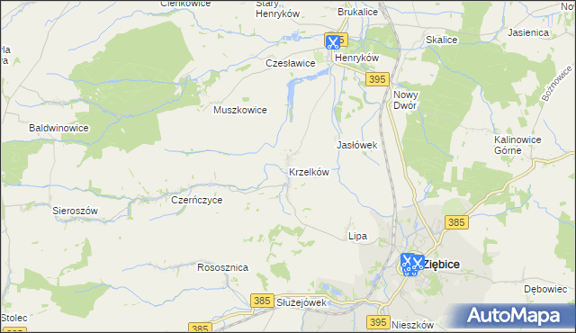 mapa Krzelków, Krzelków na mapie Targeo