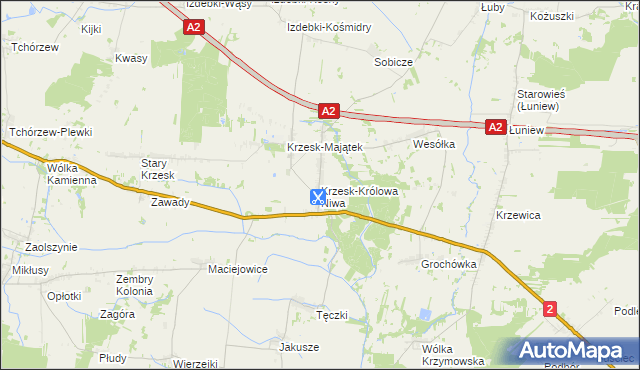 mapa Krzesk-Królowa Niwa, Krzesk-Królowa Niwa na mapie Targeo