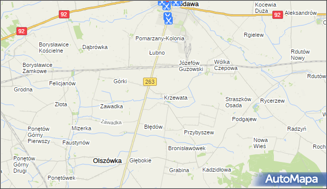 mapa Krzewata, Krzewata na mapie Targeo