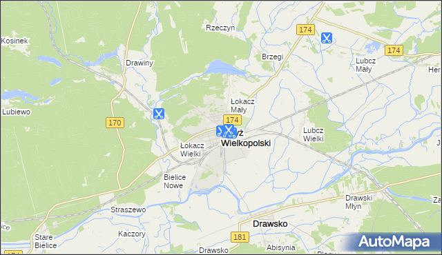 mapa Krzyż Wielkopolski, Krzyż Wielkopolski na mapie Targeo