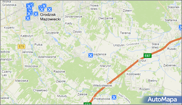 mapa Książenice gmina Grodzisk Mazowiecki, Książenice gmina Grodzisk Mazowiecki na mapie Targeo