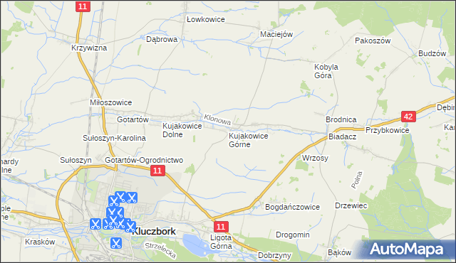 mapa Kujakowice Górne, Kujakowice Górne na mapie Targeo