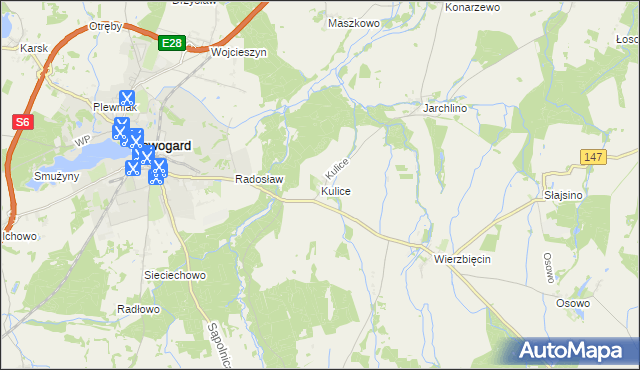 mapa Kulice gmina Nowogard, Kulice gmina Nowogard na mapie Targeo