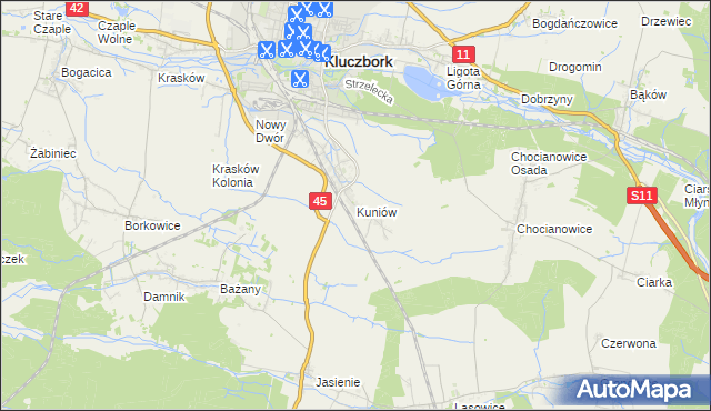 mapa Kuniów, Kuniów na mapie Targeo