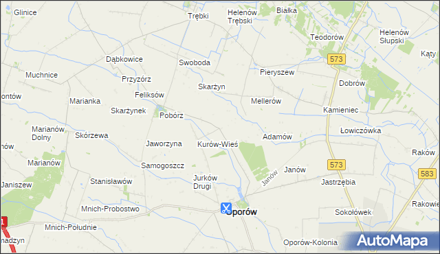 mapa Kurów-Parcel, Kurów-Parcel na mapie Targeo