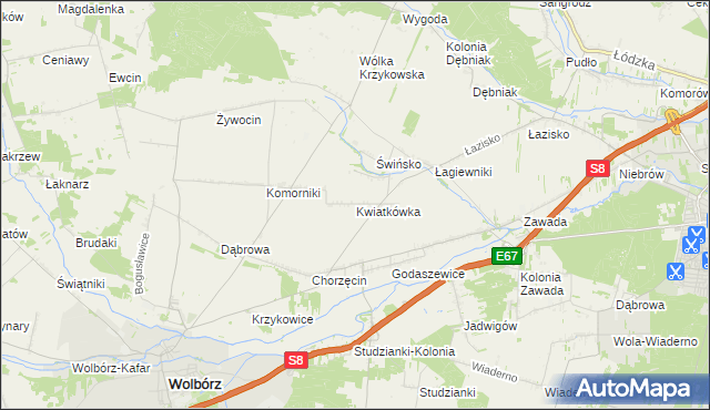 mapa Kwiatkówka, Kwiatkówka na mapie Targeo