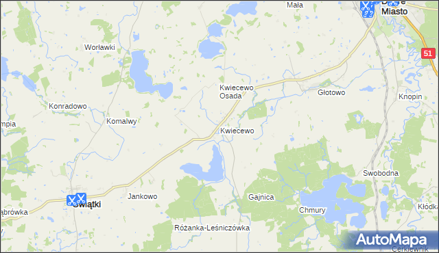 mapa Kwiecewo, Kwiecewo na mapie Targeo