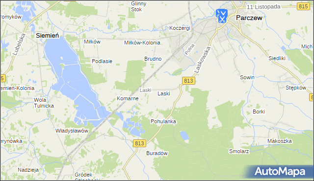 mapa Laski gmina Parczew, Laski gmina Parczew na mapie Targeo