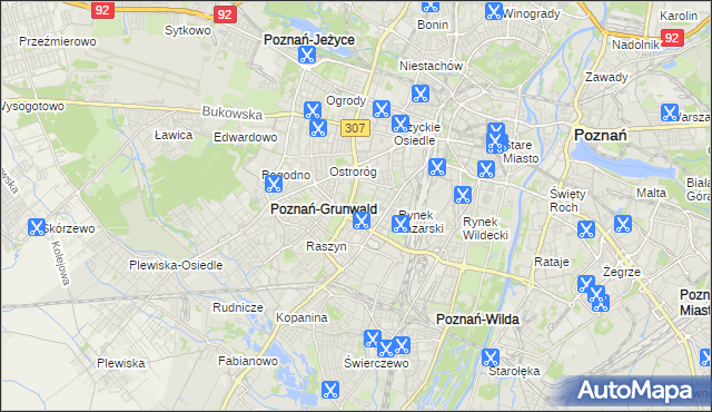 mapa Łazarz gmina Poznań, Łazarz gmina Poznań na mapie Targeo