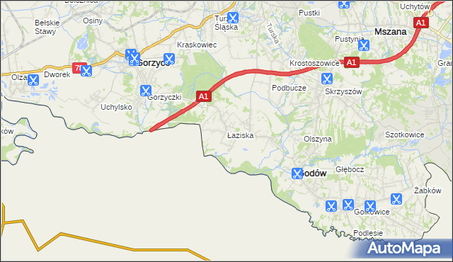 mapa Łaziska gmina Godów, Łaziska gmina Godów na mapie Targeo