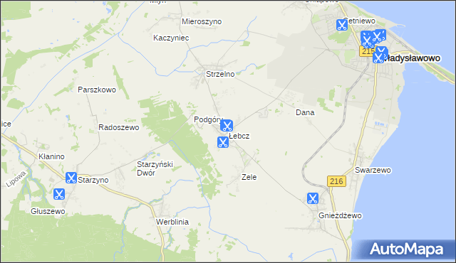 mapa Łebcz, Łebcz na mapie Targeo