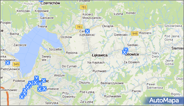 mapa Łękawica powiat żywiecki, Łękawica powiat żywiecki na mapie Targeo