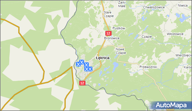 mapa Łęknica powiat żarski, Łęknica powiat żarski na mapie Targeo