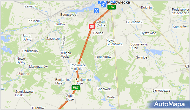 mapa Leopoldów gmina Rawa Mazowiecka, Leopoldów gmina Rawa Mazowiecka na mapie Targeo