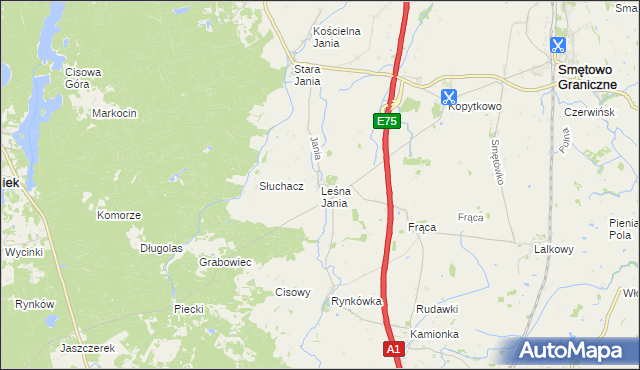 mapa Leśna Jania, Leśna Jania na mapie Targeo